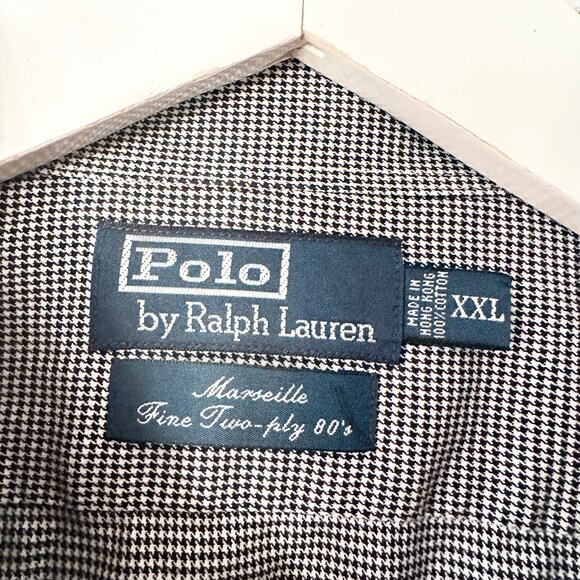 Polo By Ralph Lauren Black White Micro Houndstooth Marseille Buttondown XXL - Picture 4 of 8